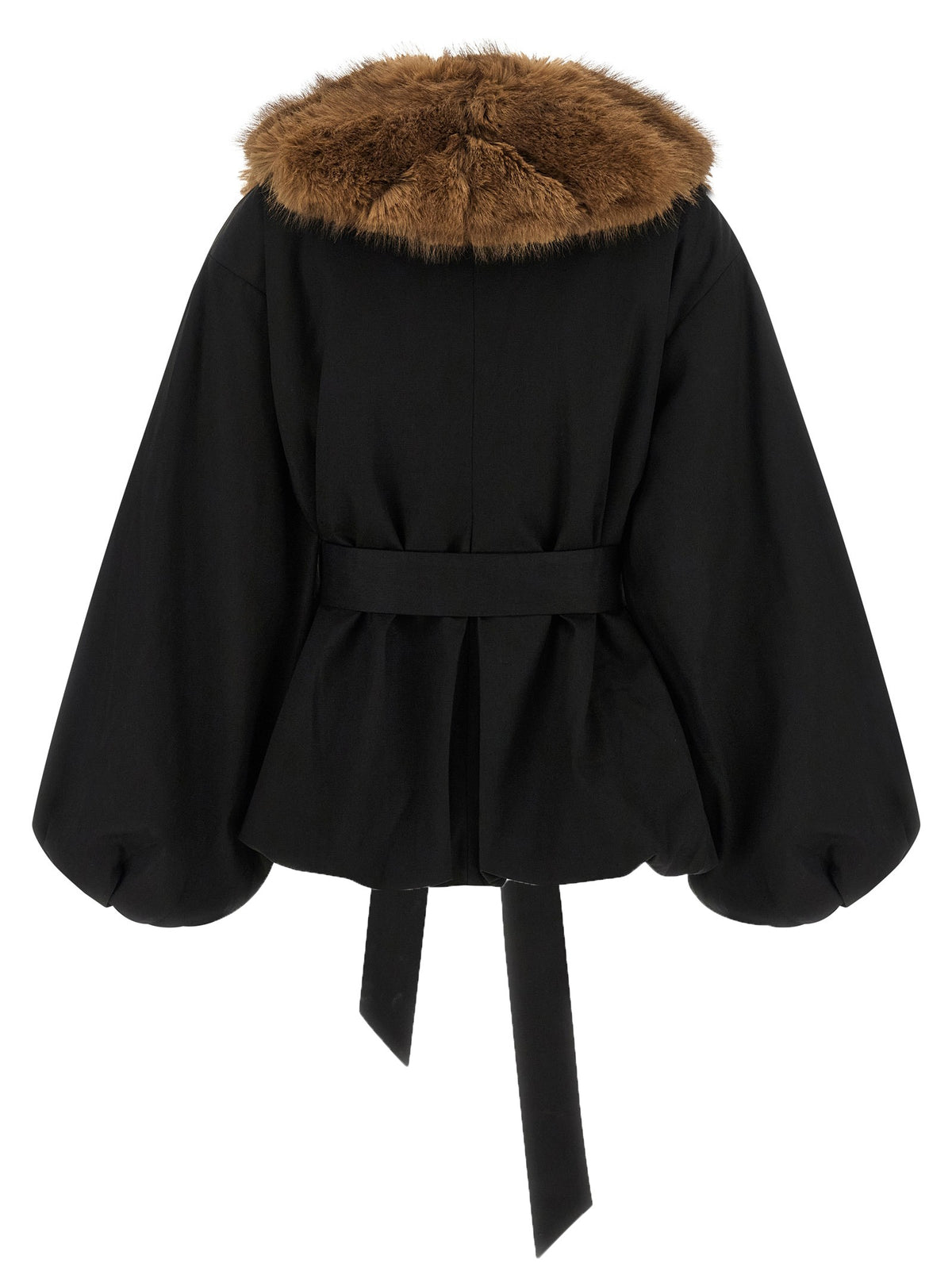 ROTATE Birger Christensen Faux Fur Collar Jacket Black