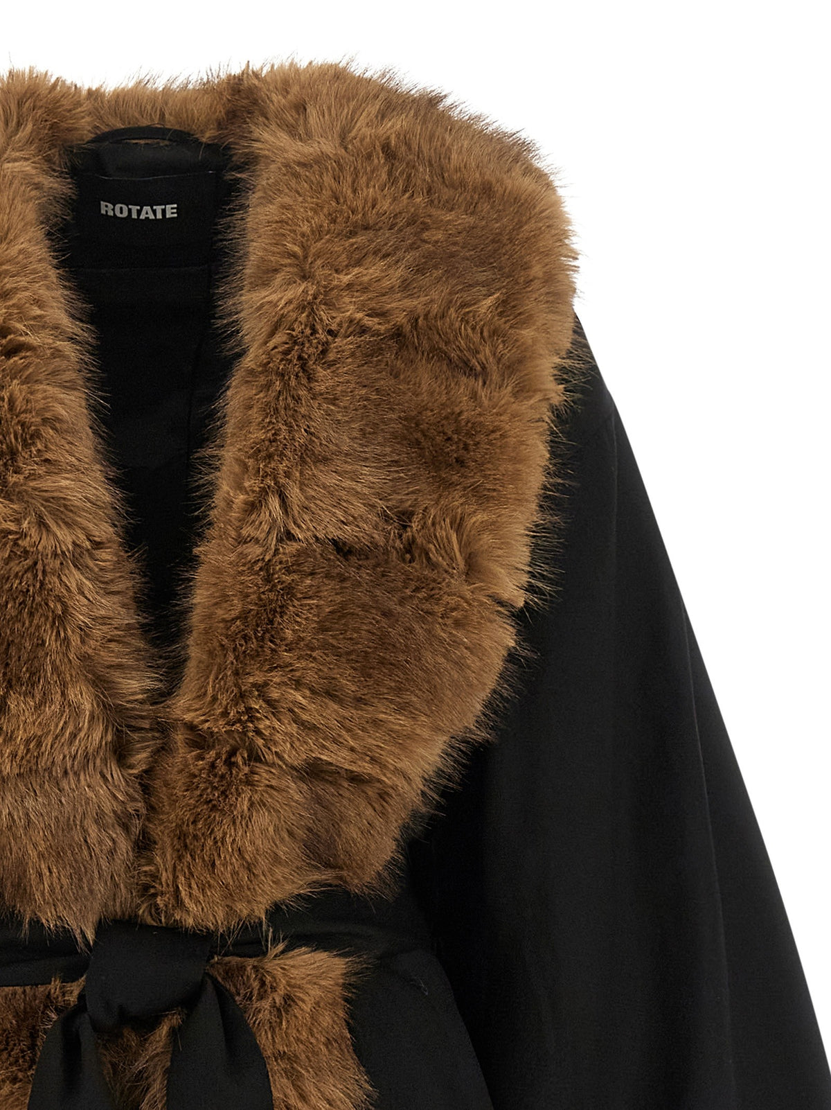 ROTATE Birger Christensen Faux Fur Collar Jacket Black