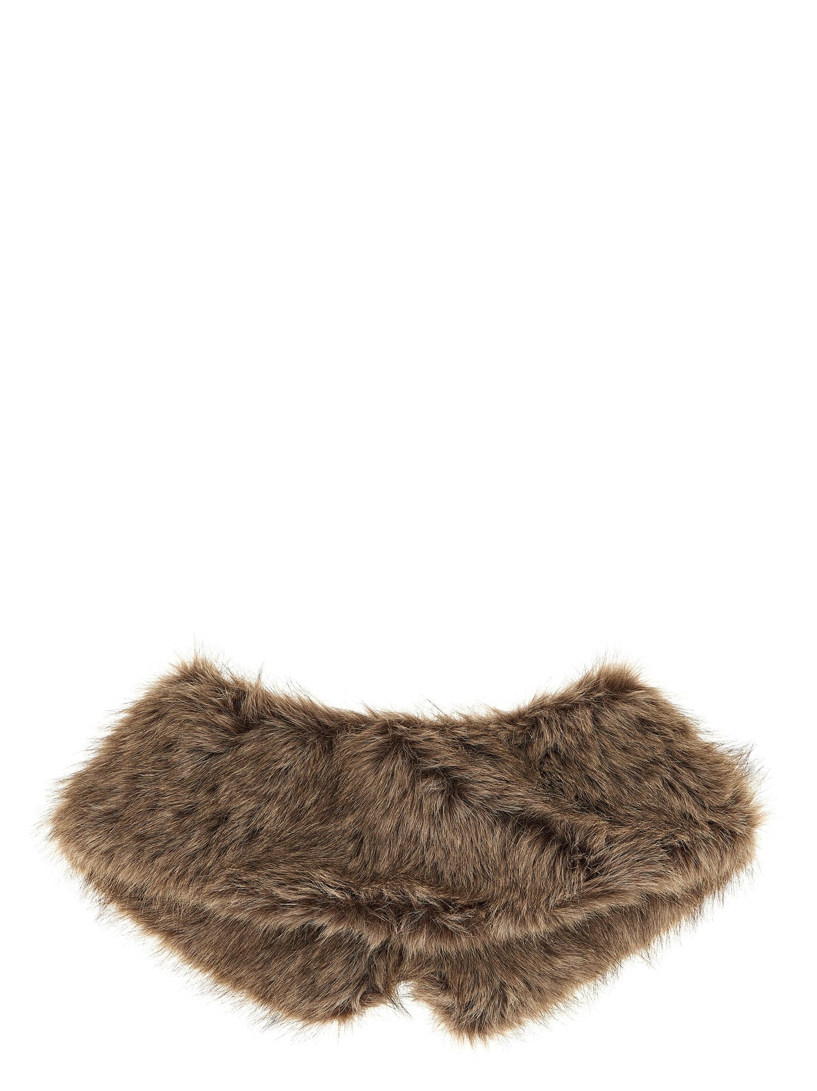 Parosh Faux Fur Collar Brown