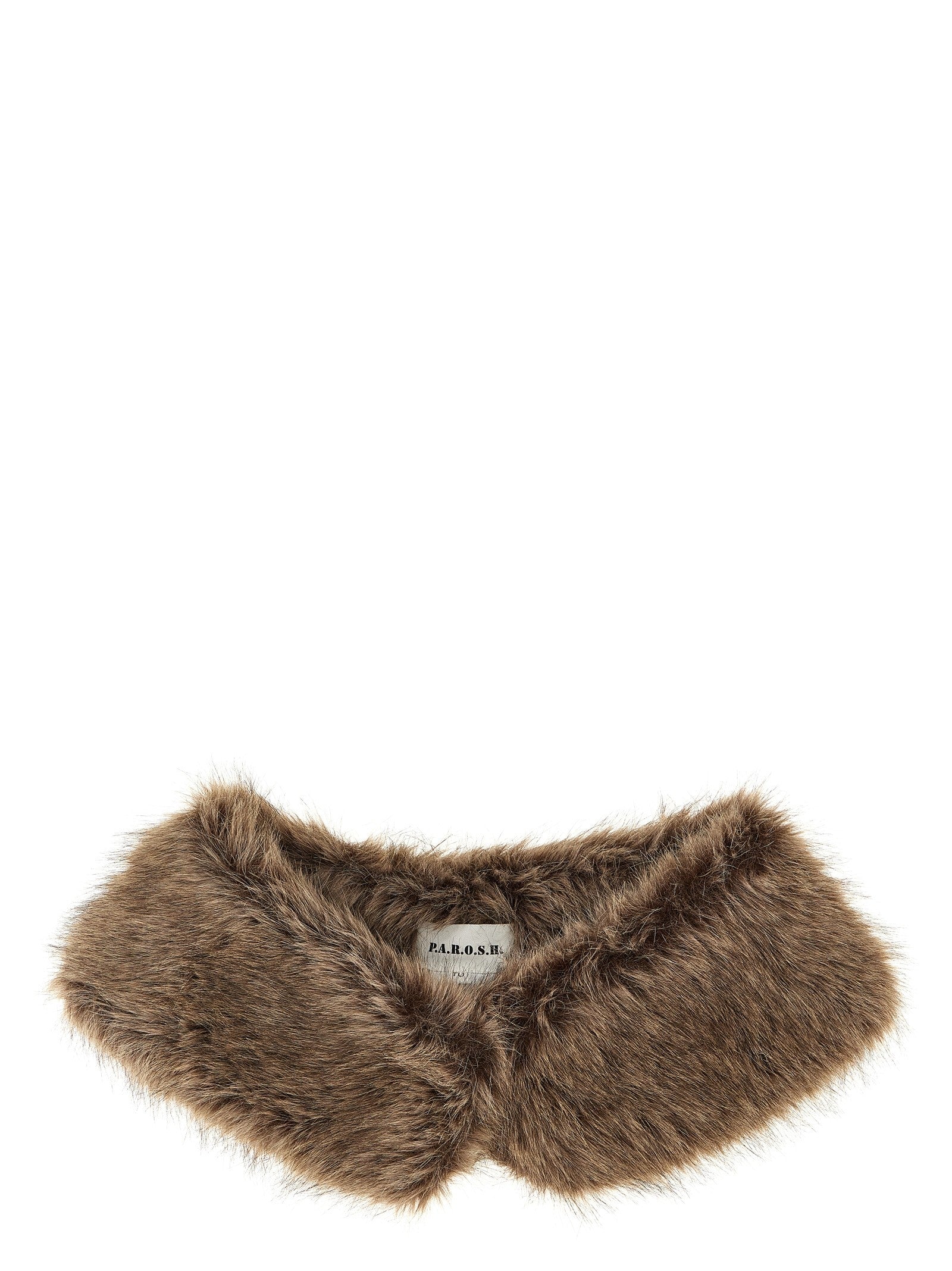 Parosh Faux Fur Collar Brown