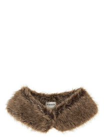 Parosh Faux Fur Collar Brown