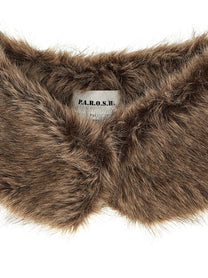 Parosh Faux Fur Collar Brown