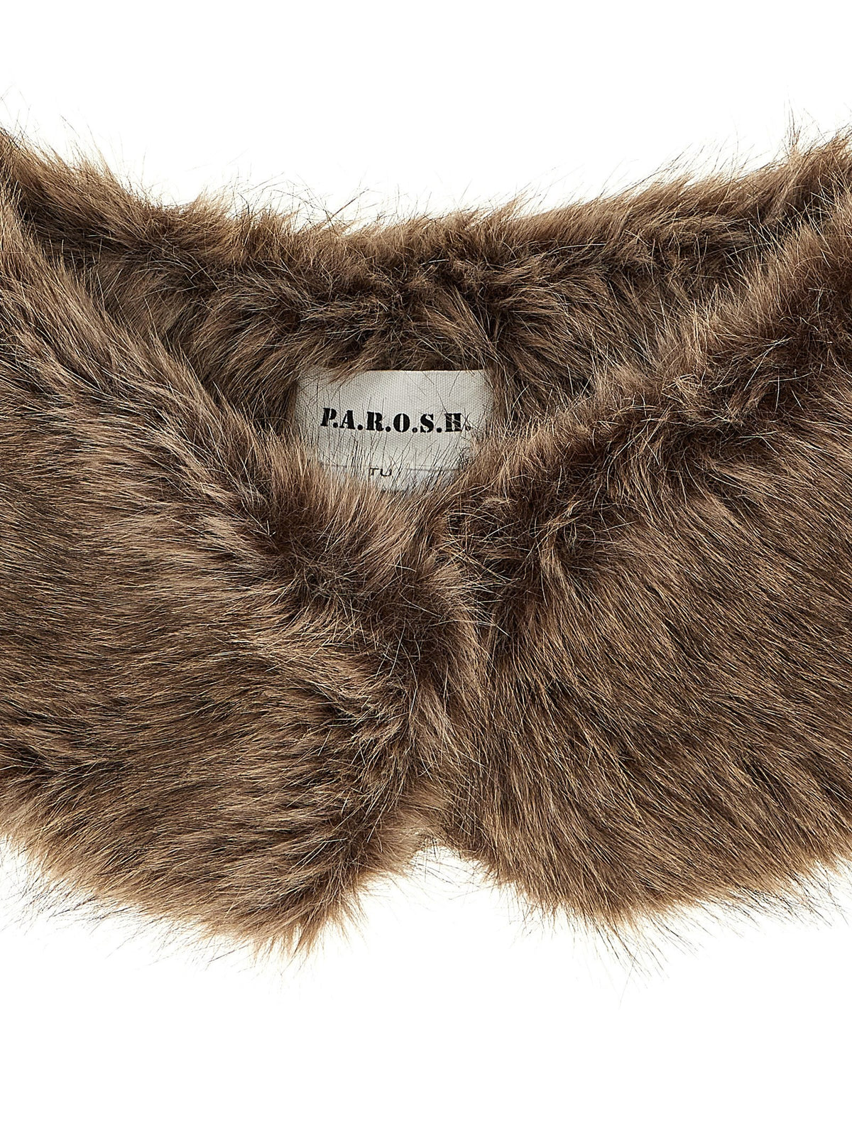 Parosh Faux Fur Collar Brown