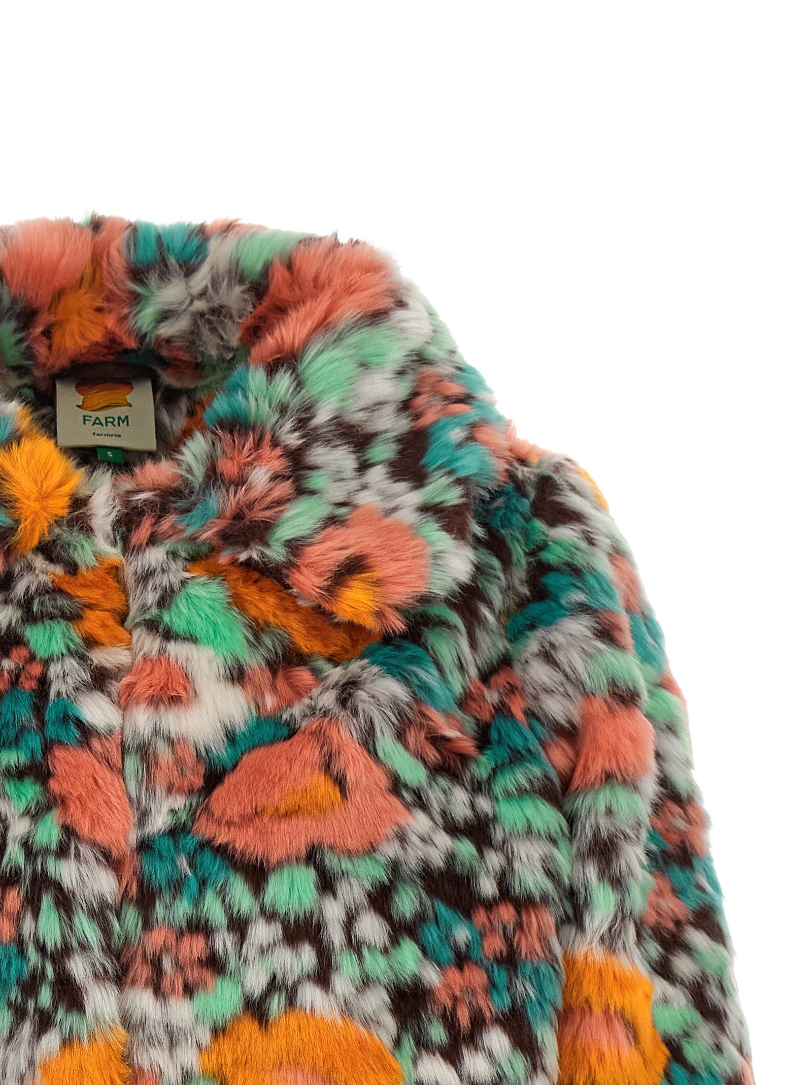 FARM Rio Faux Fur Floral Pattern Gold