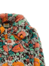 FARM Rio Faux Fur Floral Pattern Gold