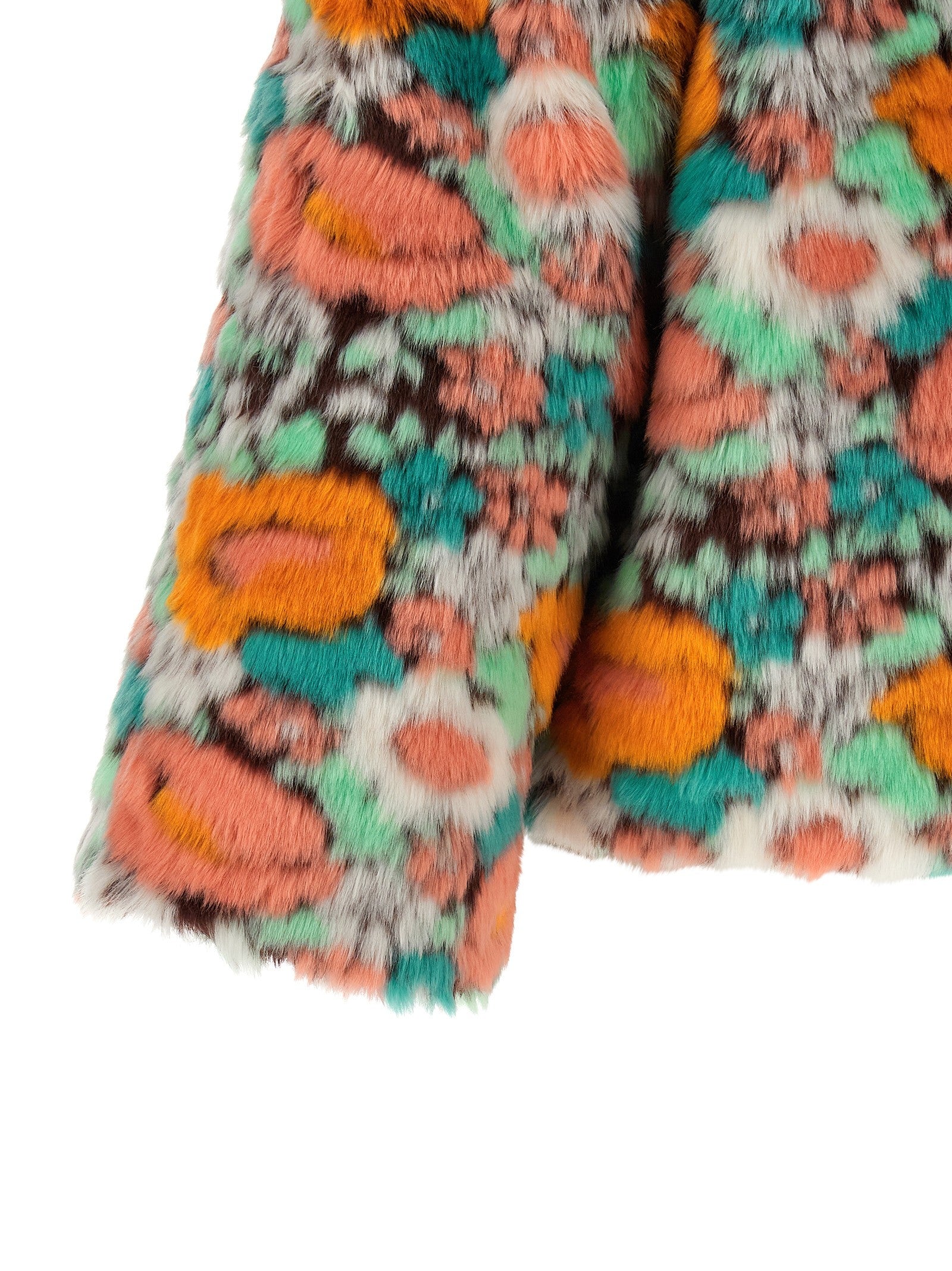 FARM Rio Faux Fur Floral Pattern Gold