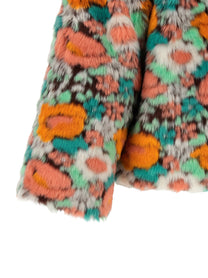 FARM Rio Faux Fur Floral Pattern Gold