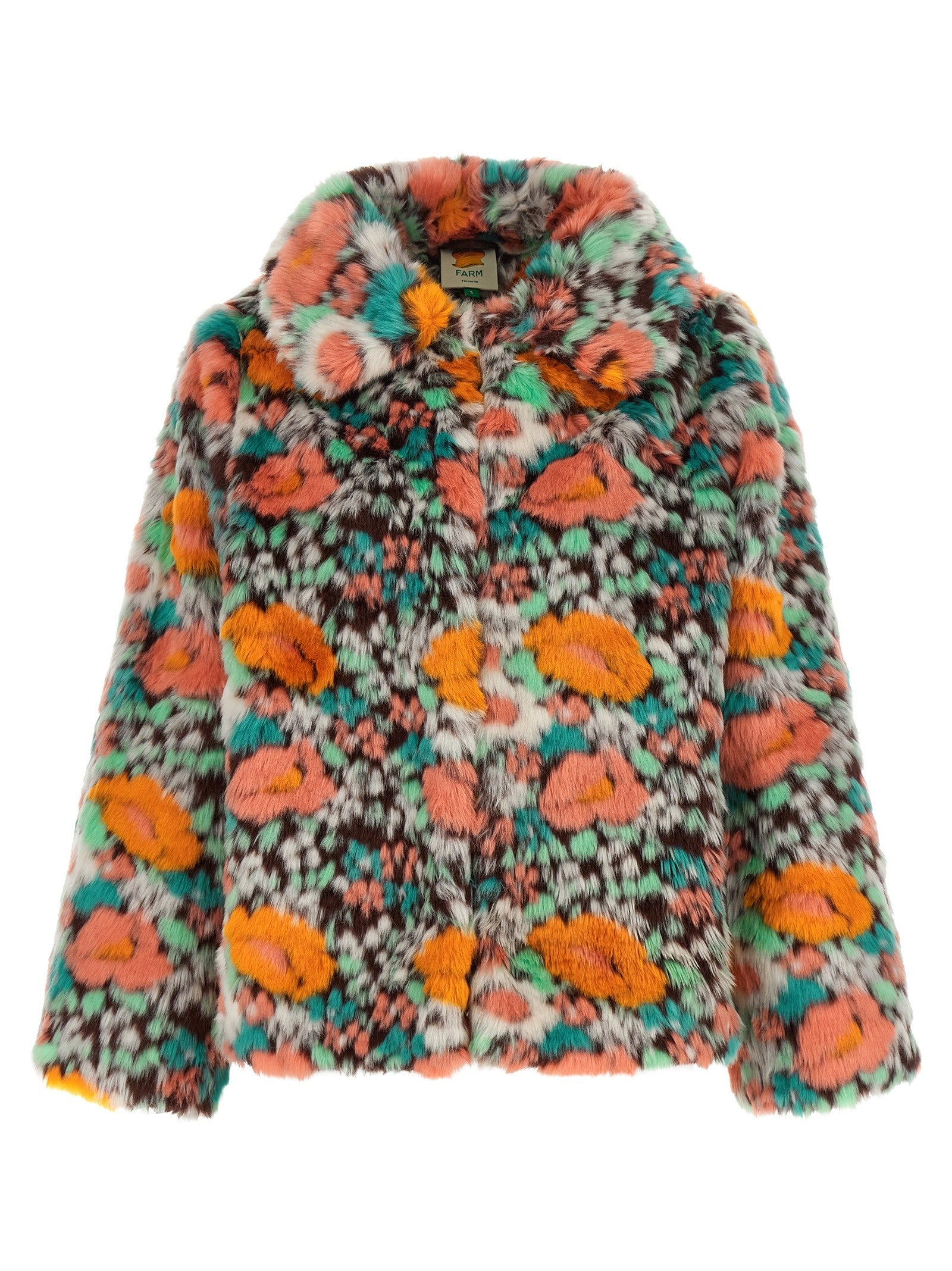 FARM Rio Faux Fur Floral Pattern Gold