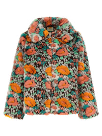 FARM Rio Faux Fur Floral Pattern Gold
