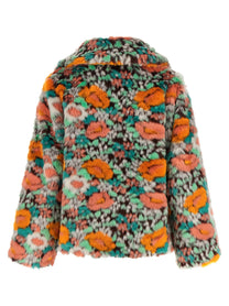 FARM Rio Faux Fur Floral Pattern Gold