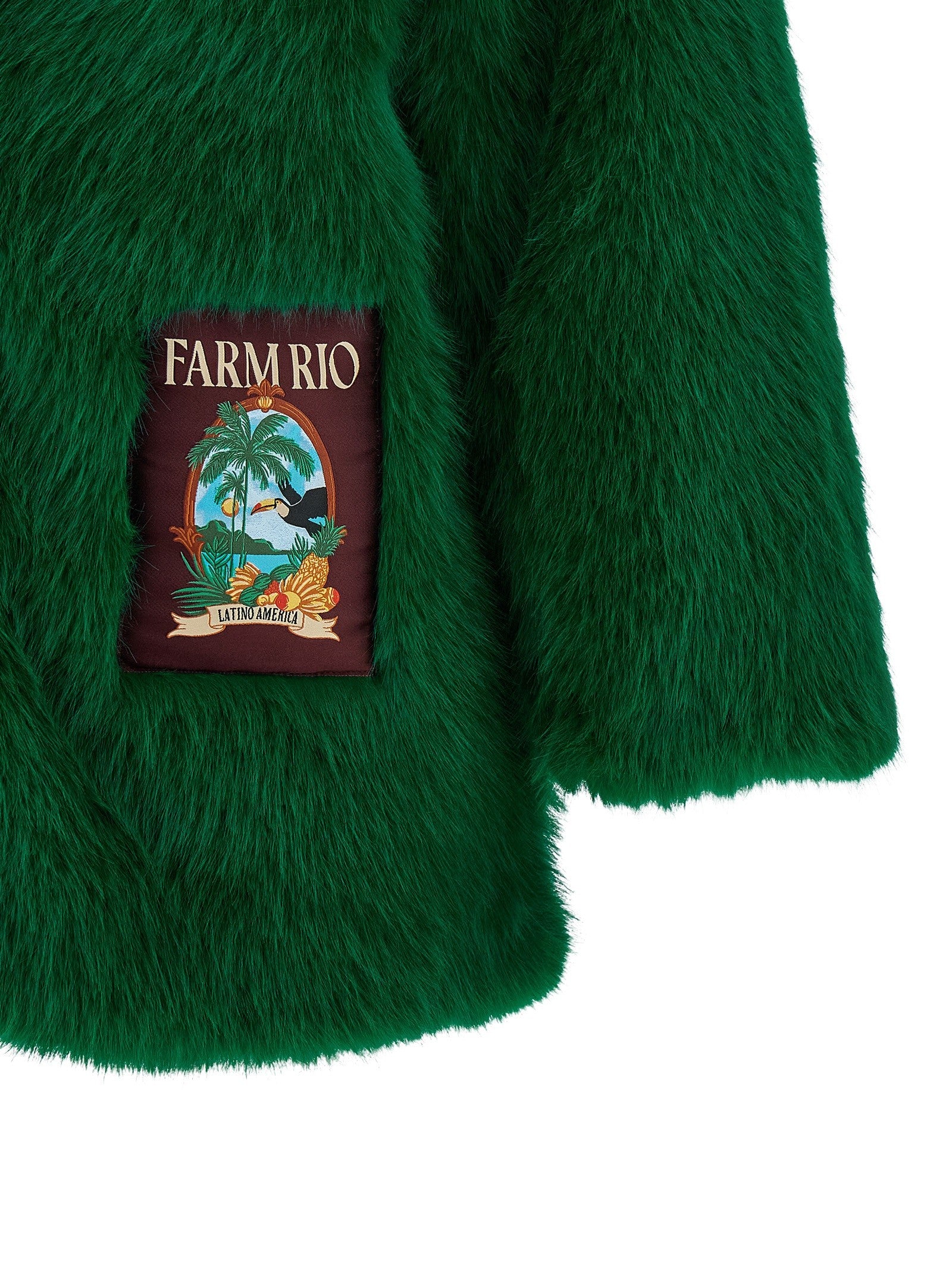 FARM Rio Faux Fur Graphic Patch Green