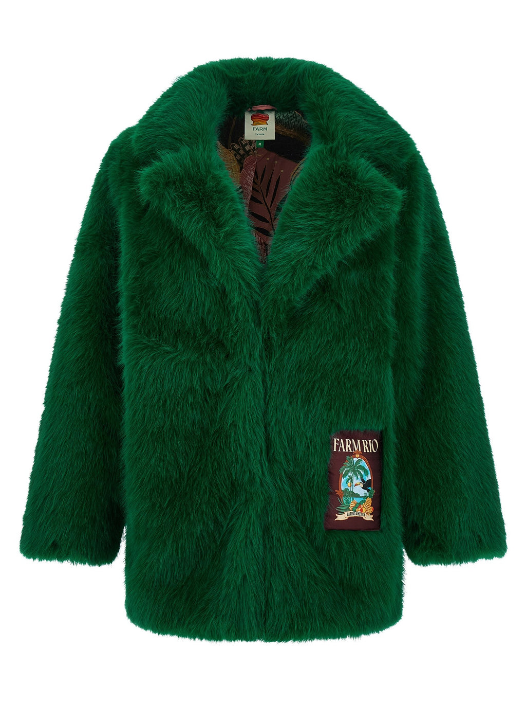 FARM Rio Faux Fur Graphic Patch Green