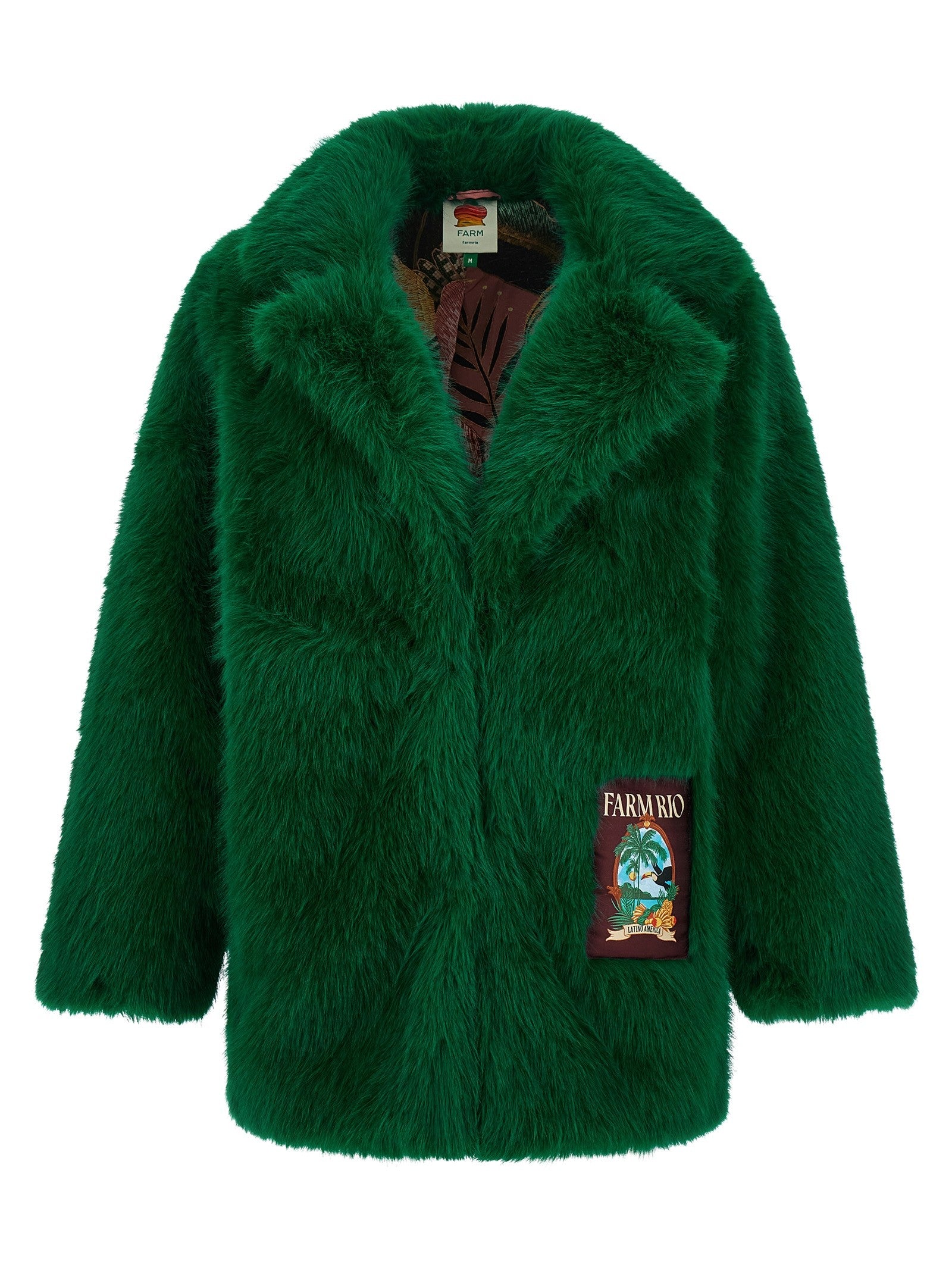 FARM Rio Faux Fur Graphic Patch Green