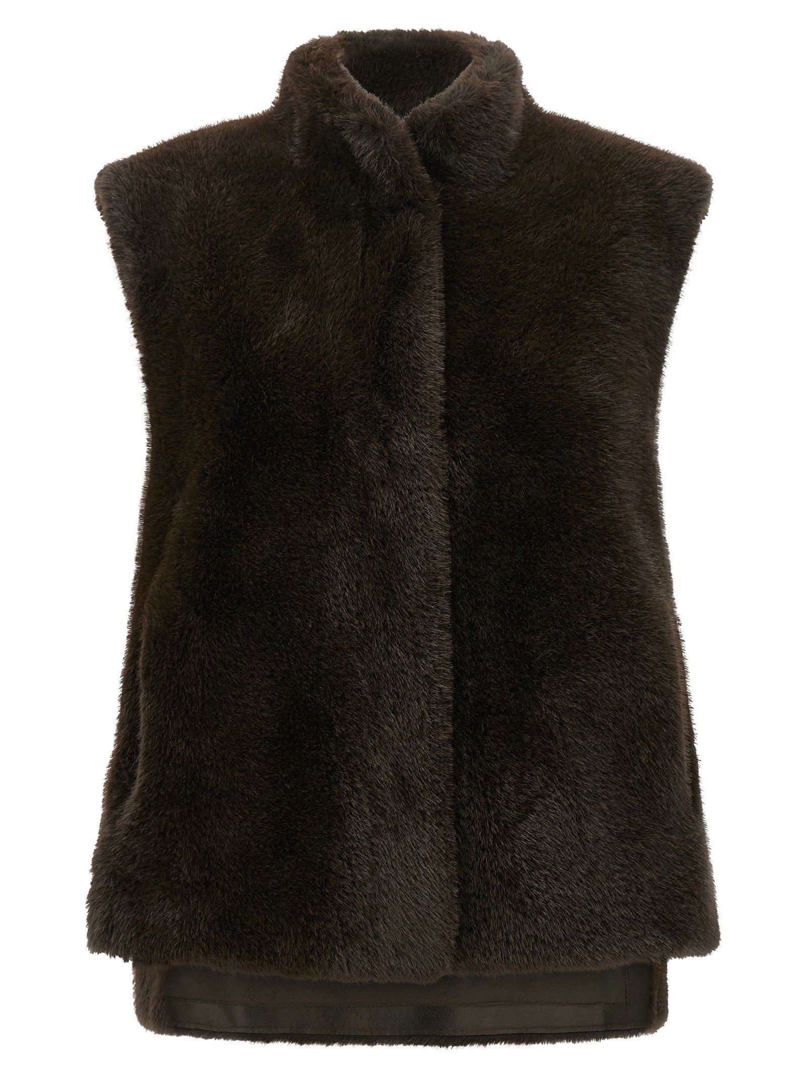 LOU ANDREA Faux Fur Vest Brown