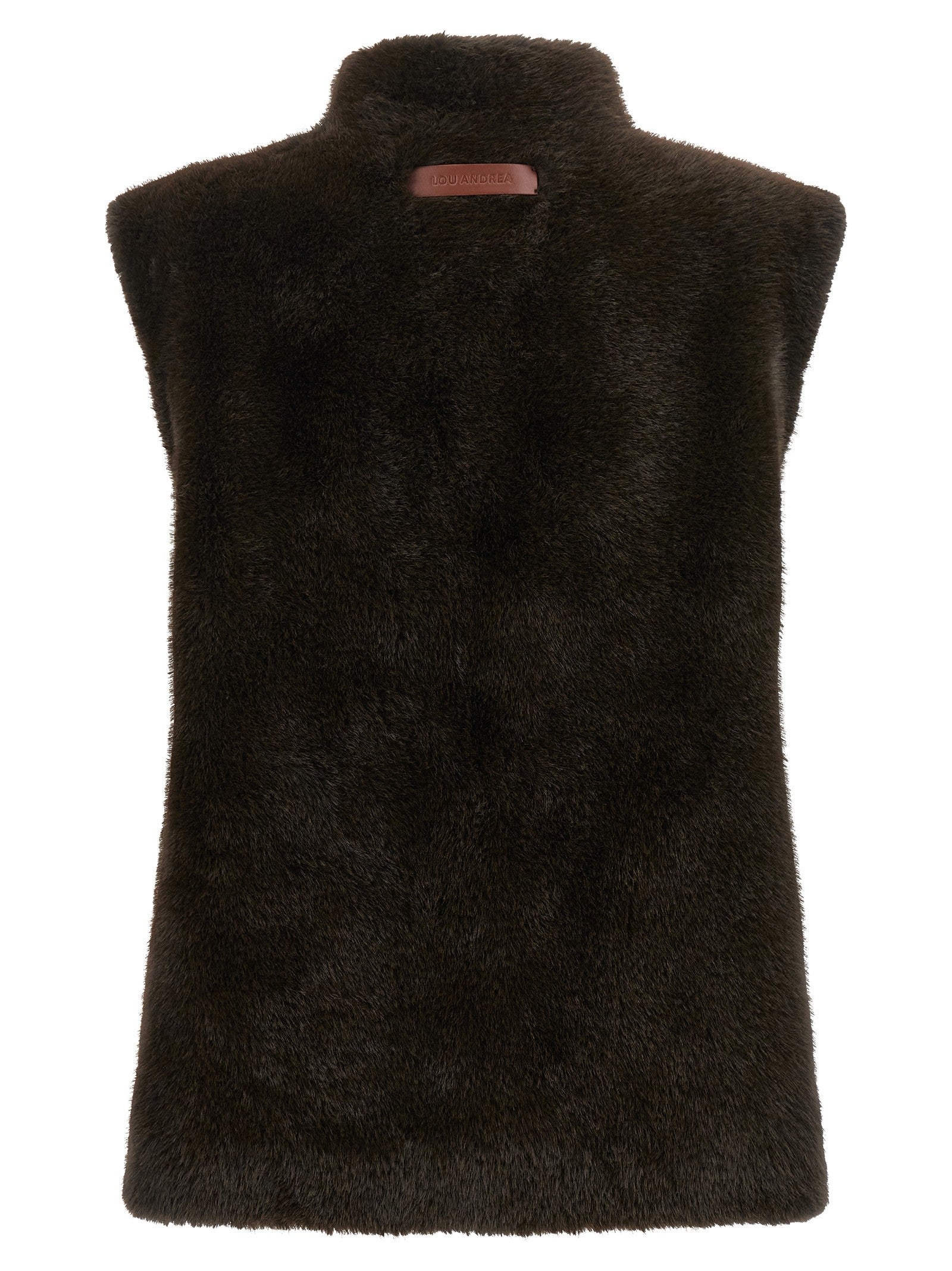 LOU ANDREA Faux Fur Vest Brown