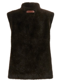 LOU ANDREA Faux Fur Vest Brown