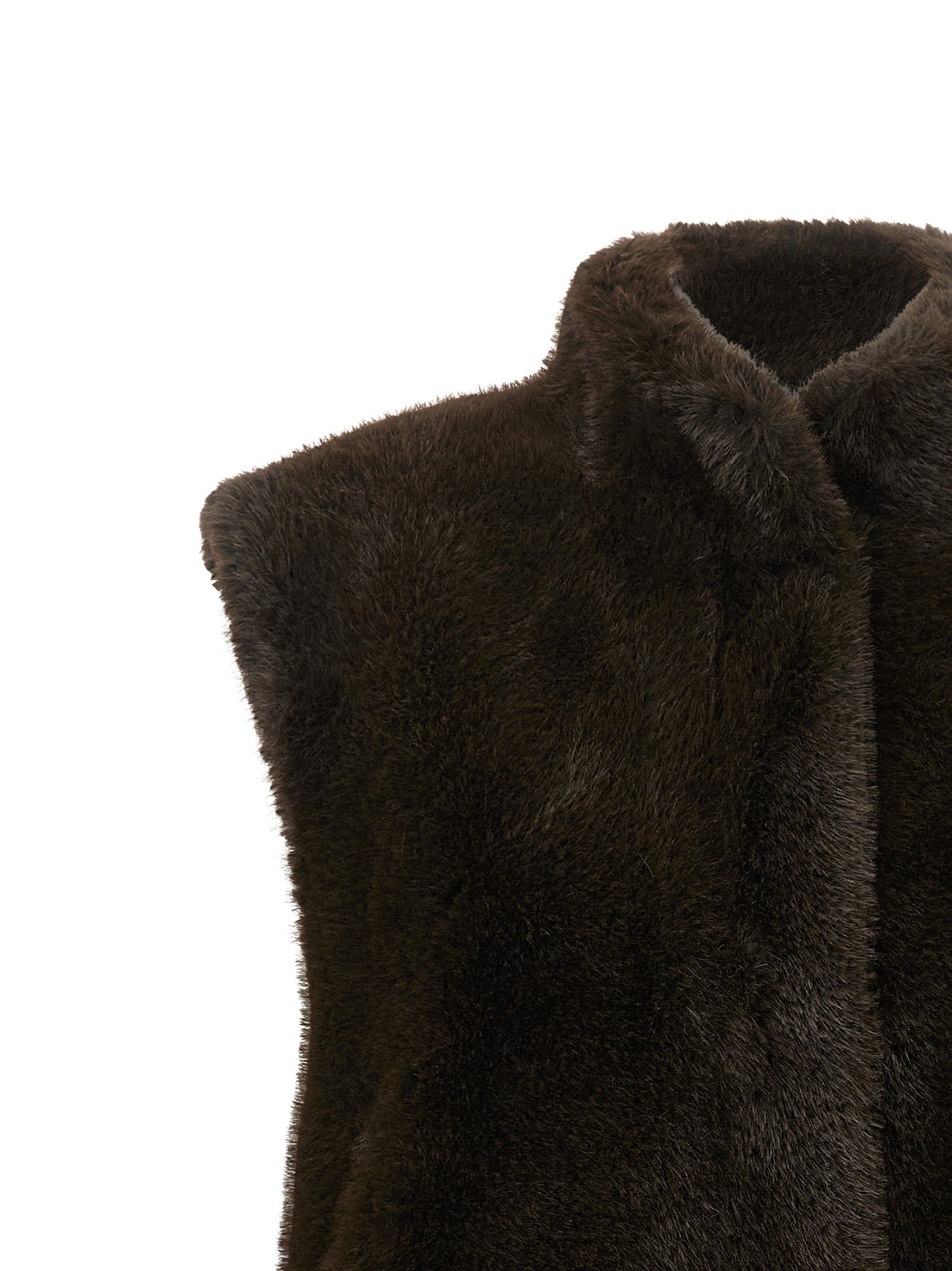 LOU ANDREA Faux Fur Vest Brown