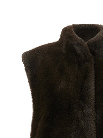 LOU ANDREA Faux Fur Vest Brown