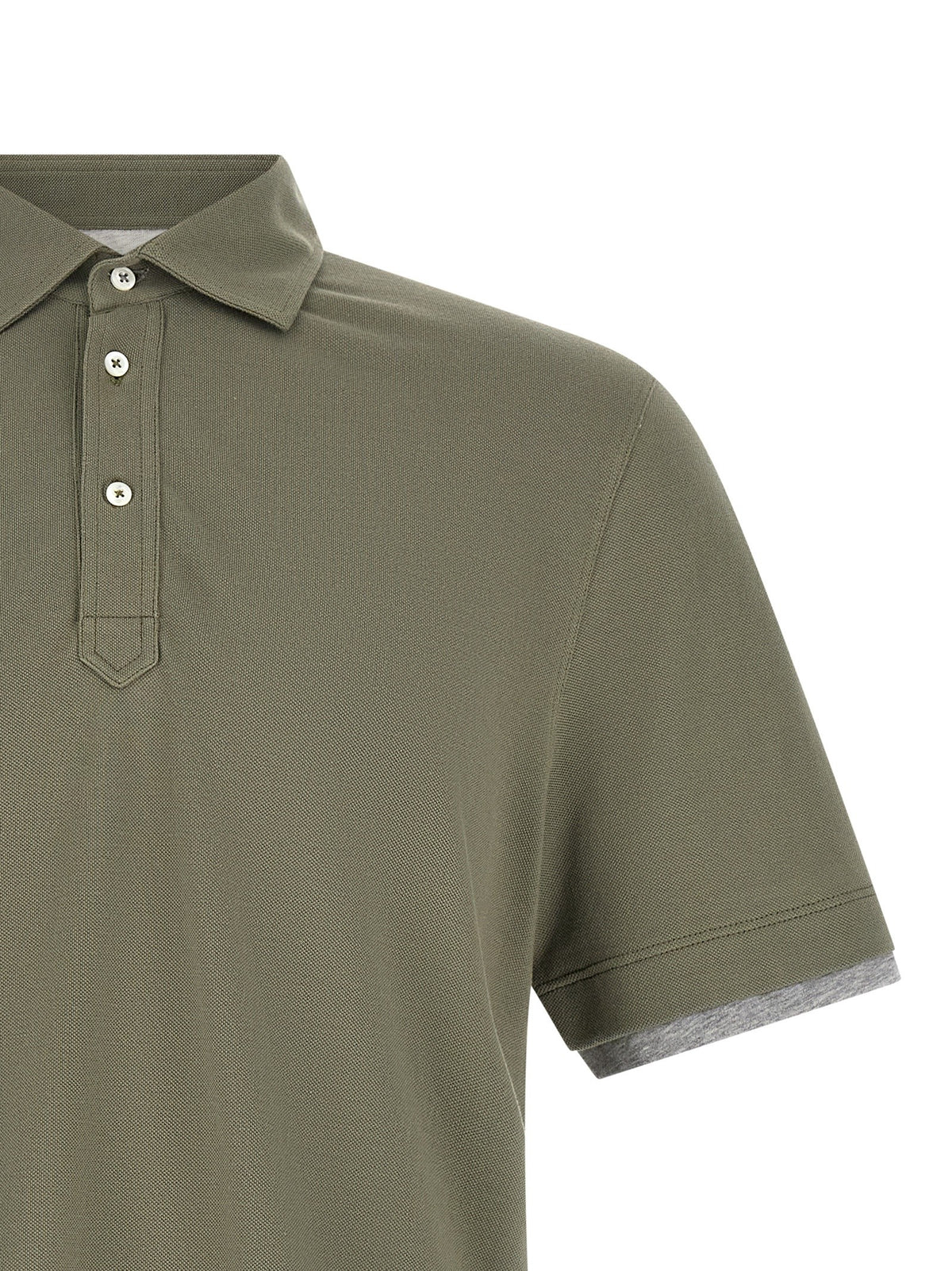 Brunello Cucinelli Faux Layering Polo Shirt Green