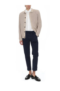 Beige ribbed knit fay men cardigan in maglia di cotone with dark brown buttons made from cotton material