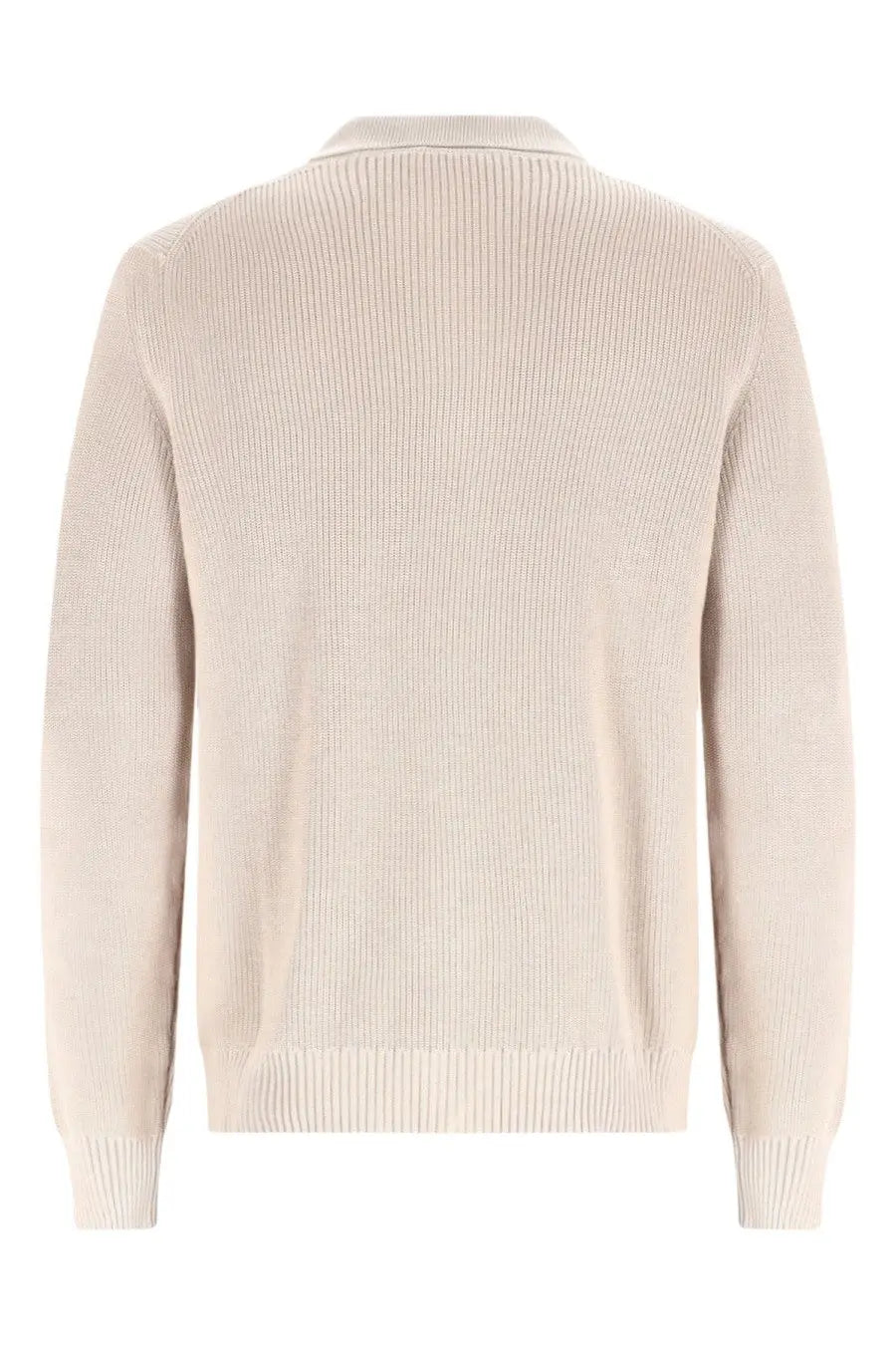 Beige ribbed knit sweater with collar in cotton fabric from fay men’s cardigan collection