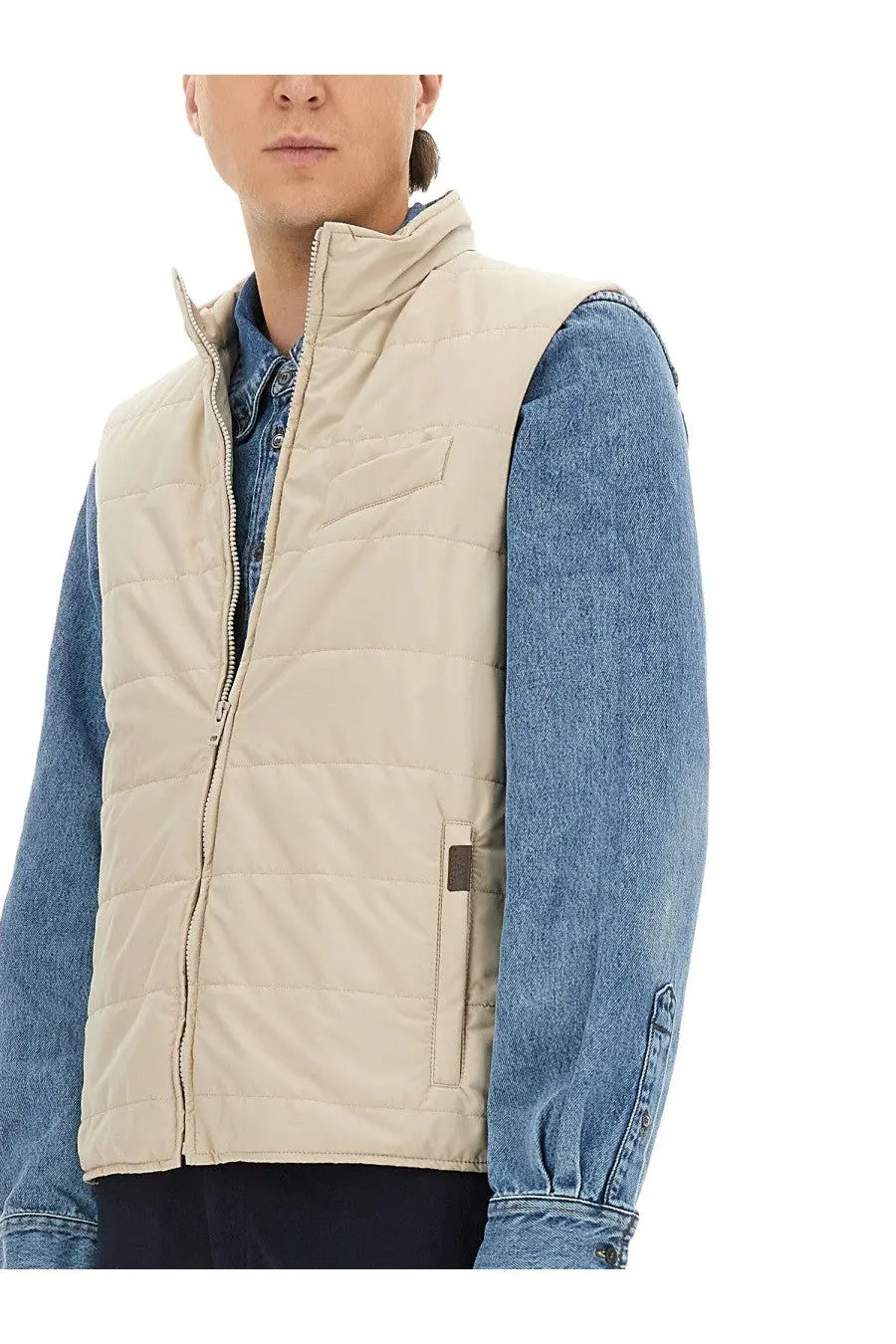 Fay Men's Quilted Vest Beige, view 4