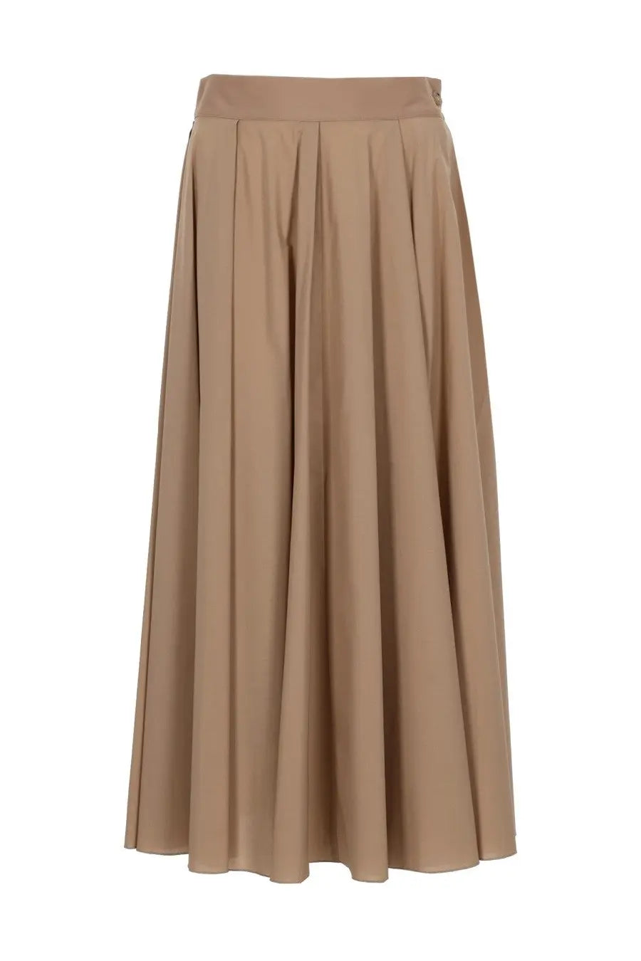 Fay women’s cotton midi skirt beige with a-line pleats and structured waistband in smooth lightweight fabric