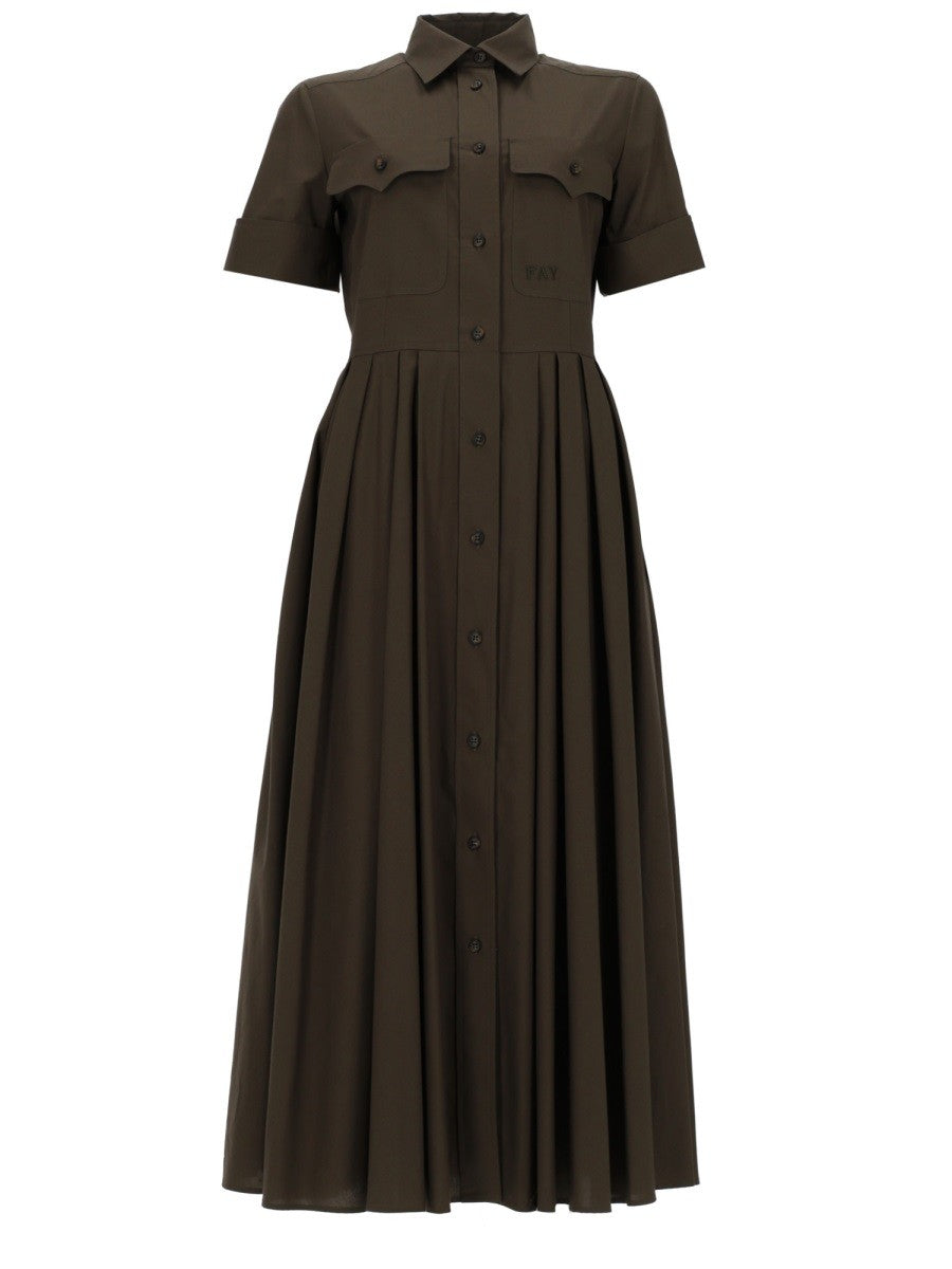 Fay Women's Poplin Cotton Chemisier Dress Green