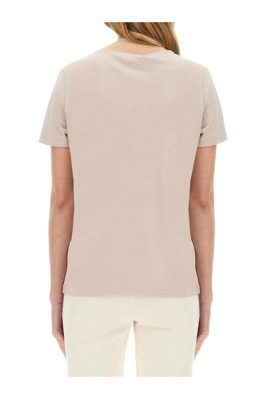 Beige Fay women’s regular fit short-sleeved top with round neckline made from smooth lightweight fabric
