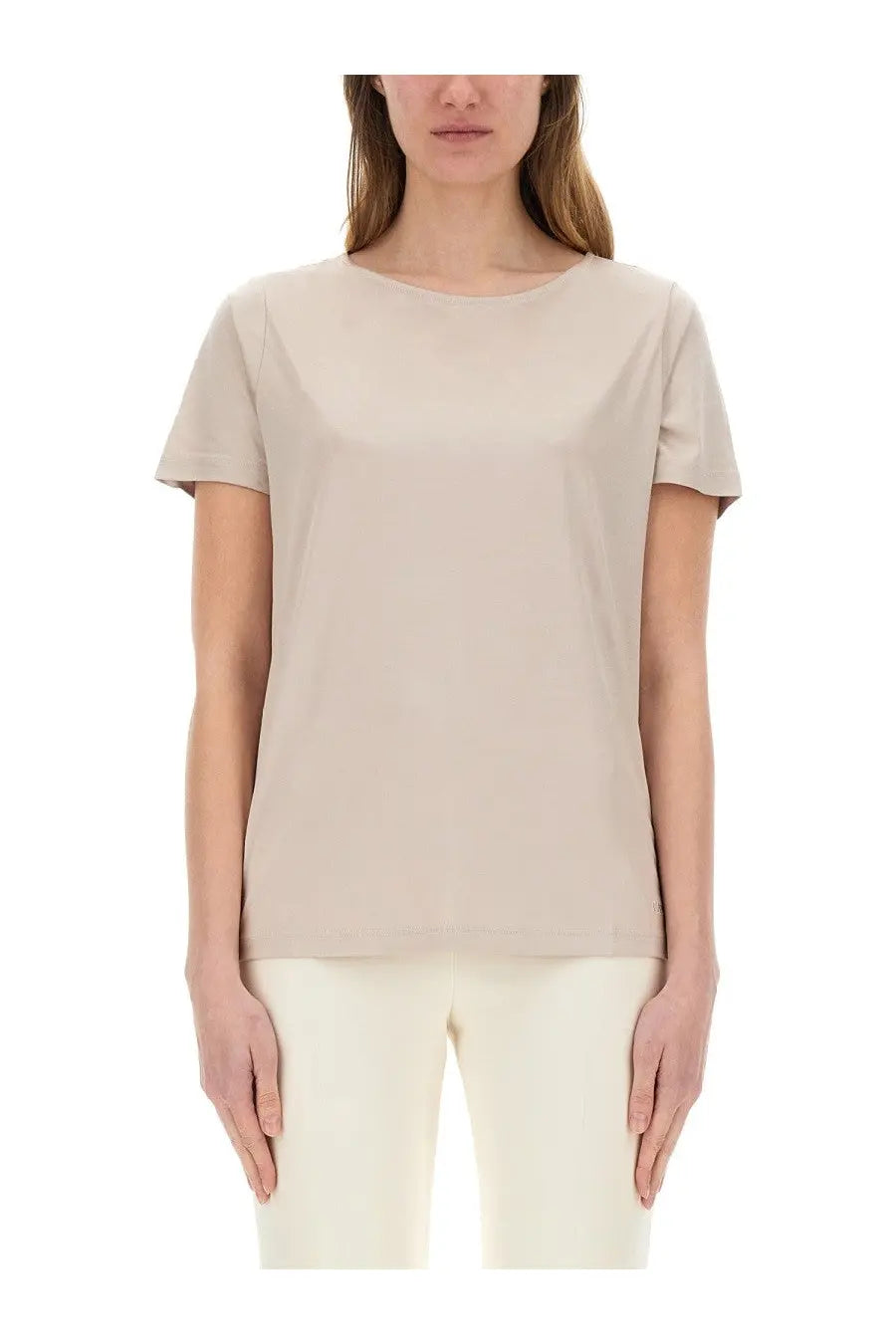 Beige short-sleeved shirt with a soft minimalist design from Fay women’s regular fit collection in white color