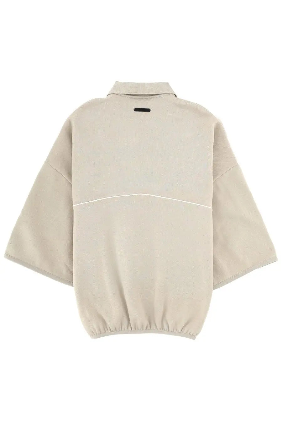 Fear of god essentials men’s felpa polo active trace grey beige oversized shirt with white seam and black collar tag