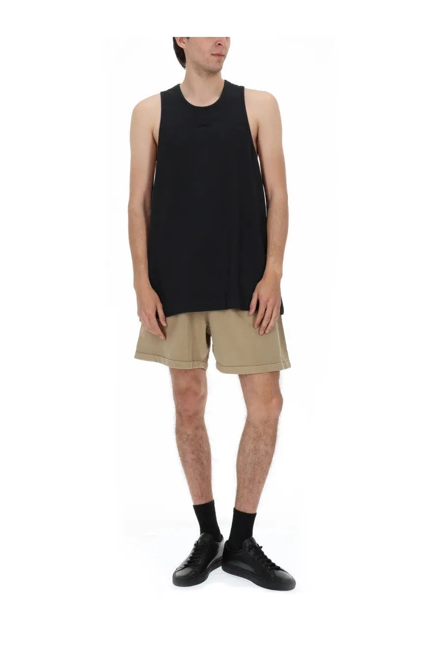 Fear of god essentials men’s black sleeveless tank top in cotton with relaxed minimalist design