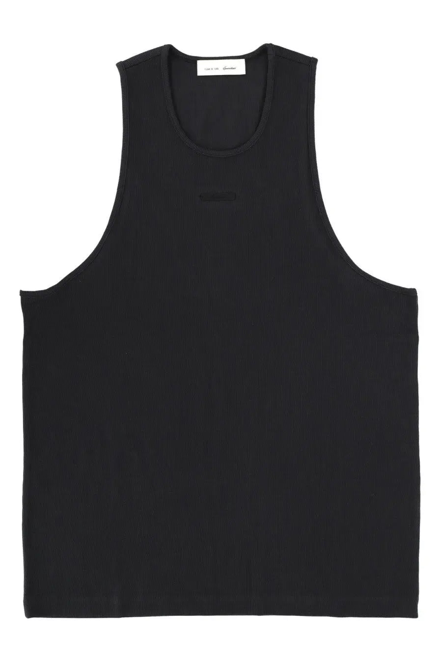 Fear of god essentials men’s black sleeveless tank top in cotton with minimalist design and subtle ribbed texture