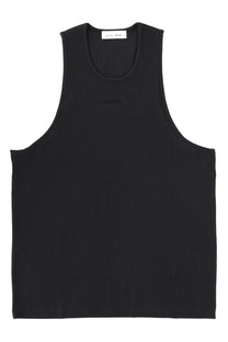 Fear of god essentials men’s black sleeveless tank top in cotton with minimalist design and subtle ribbed texture