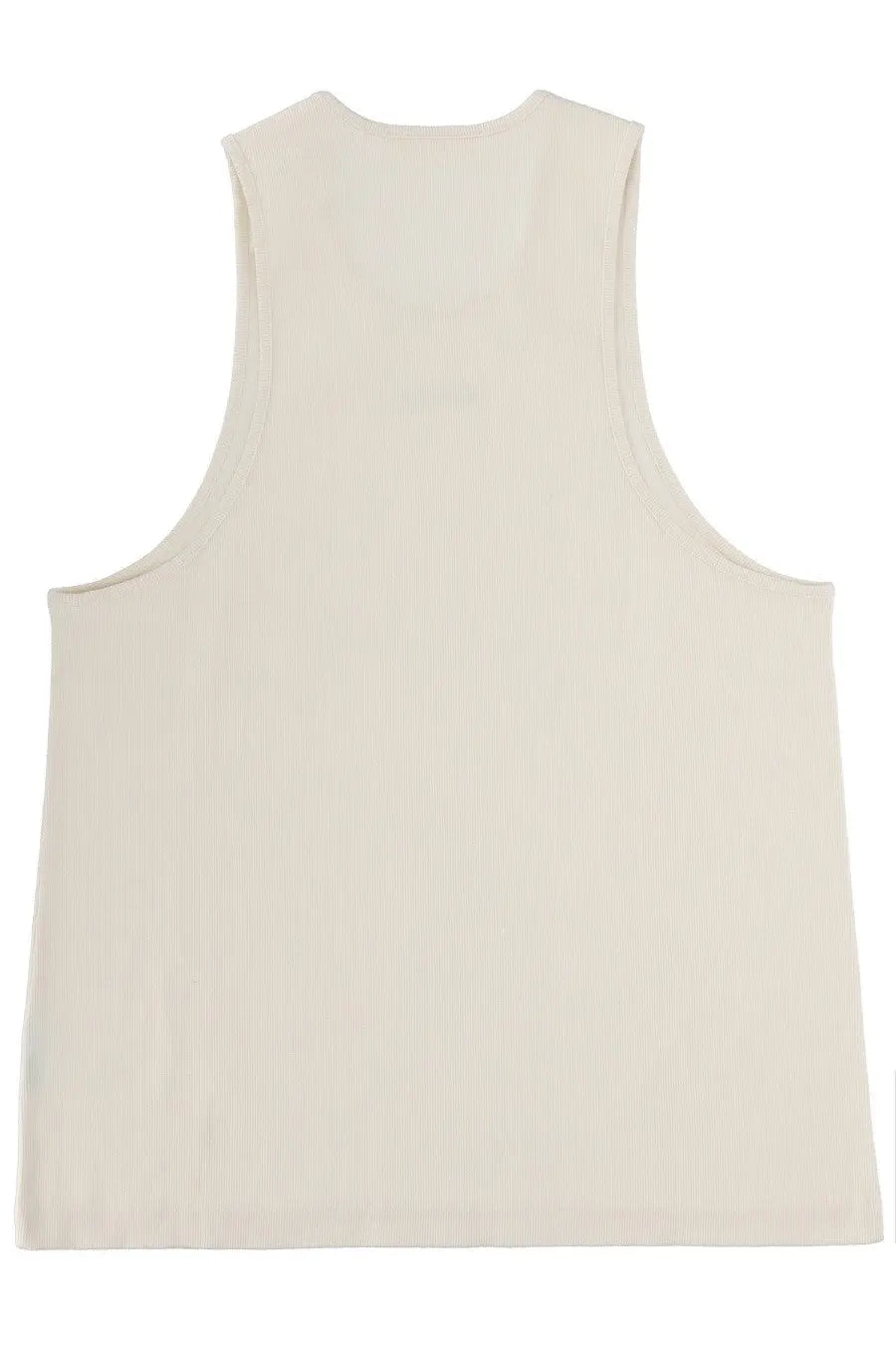 Cream-colored ribbed knit tank top in cotone white from Fear of God essentials with a minimalist design for men