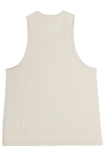 Cream-colored ribbed knit tank top in cotone white from Fear of God essentials with a minimalist design for men