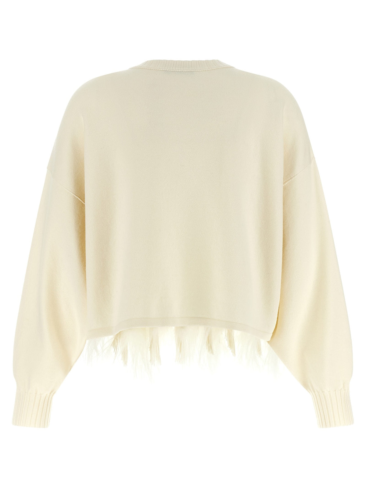 Alberta Ferretti Feather Cropped Sweater White