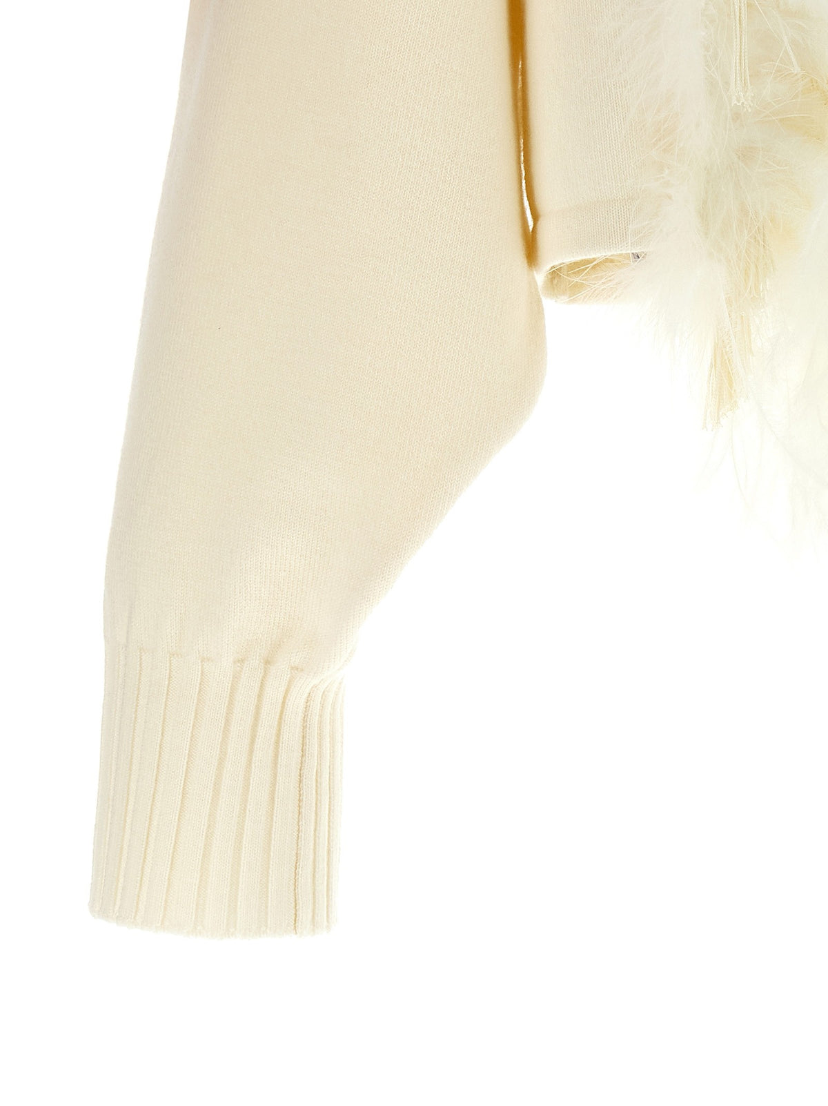 Alberta Ferretti Feather Cropped Sweater White
