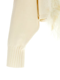 Alberta Ferretti Feather Cropped Sweater White