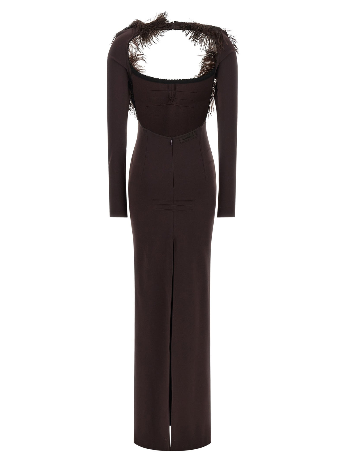 The Attico Feather Dress Brown