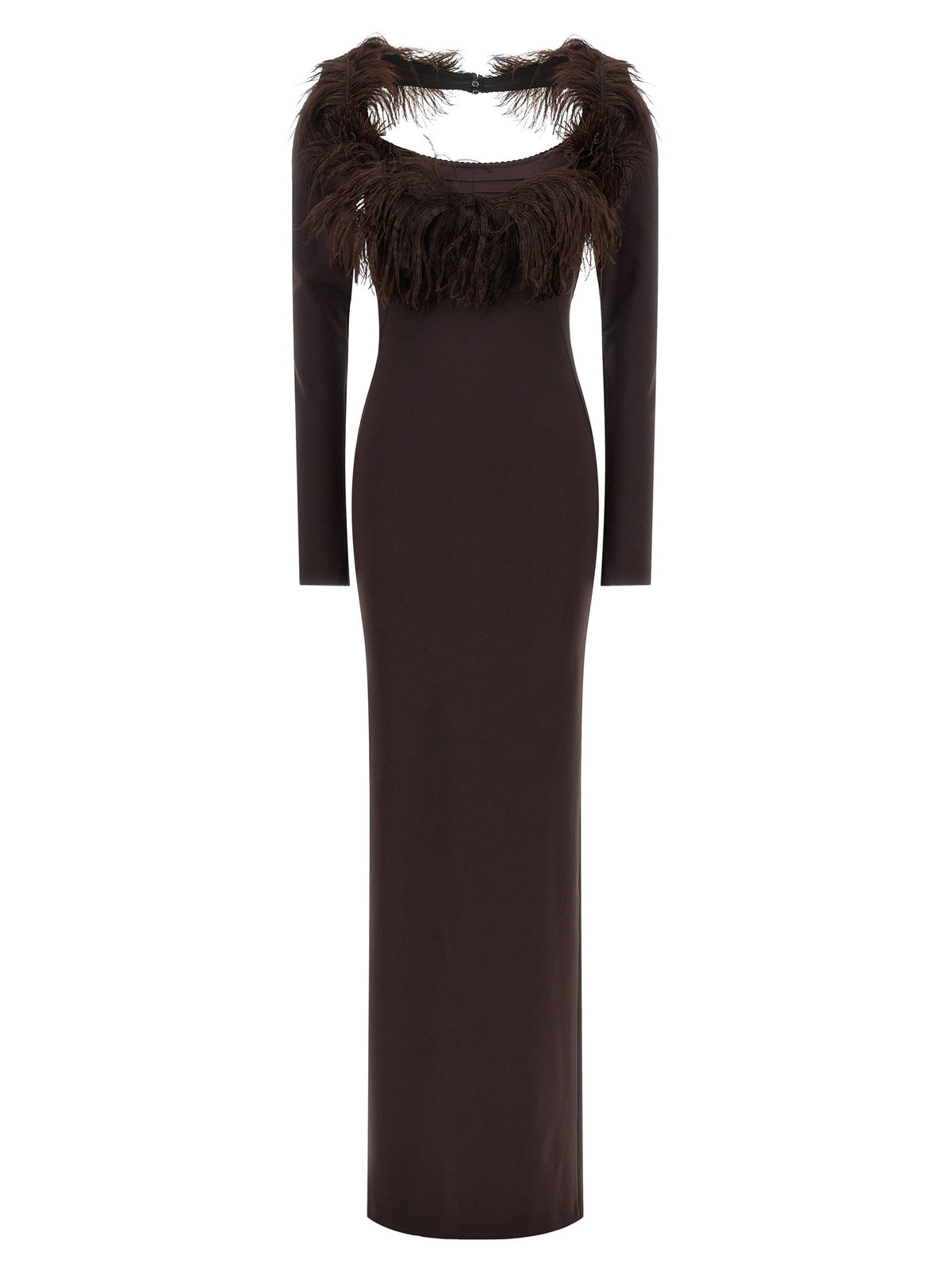 The Attico Feather Dress Brown