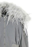 The Attico Feather Insert Bomber Jacket Grey
