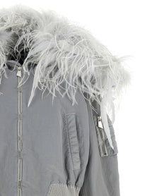 The Attico Feather Insert Bomber Jacket Grey