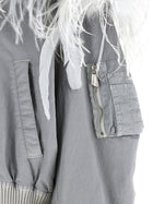 The Attico Feather Insert Bomber Jacket Grey