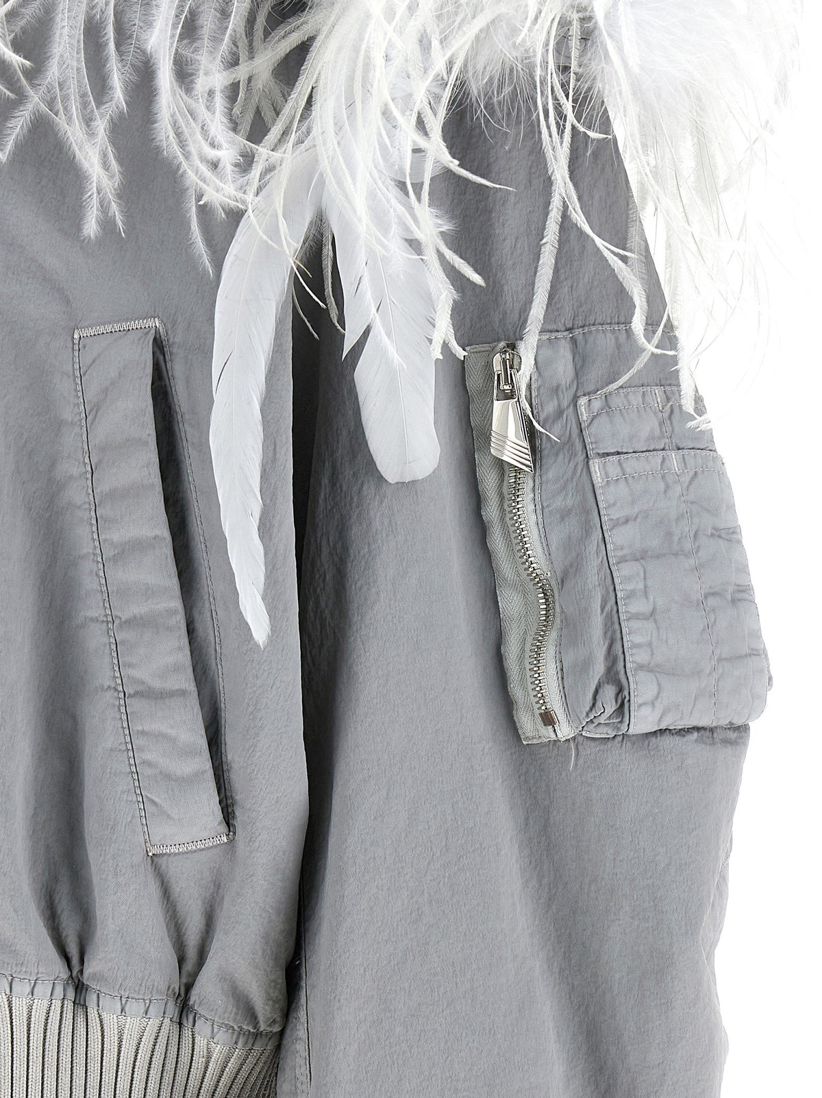 The Attico Feather Insert Bomber Jacket Grey