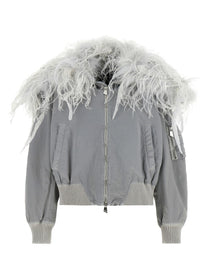 The Attico Feather Insert Bomber Jacket Grey