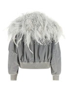The Attico Feather Insert Bomber Jacket Grey