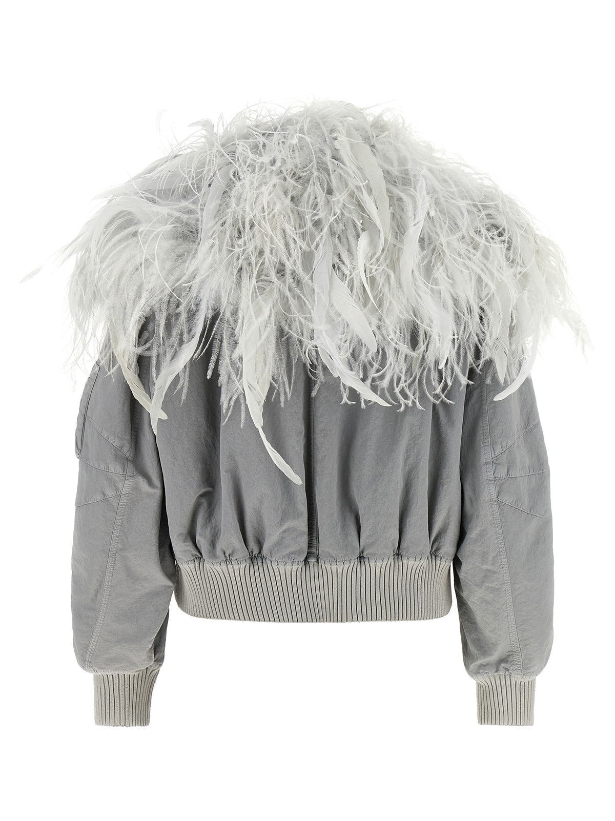 The Attico Feather Insert Bomber Jacket Grey