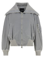 The Attico Feather Insert Bomber Jacket Grey