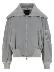 The Attico Feather Insert Bomber Jacket Grey